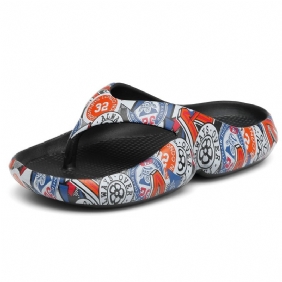 Nieuwe Herensandalen Pantoffels Schoenen Zomerprint Slippers Herenmode Met Dikke Zolen