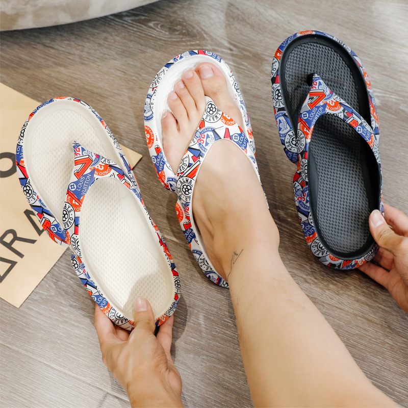 Nieuwe Herensandalen Pantoffels Schoenen Zomerprint Slippers Herenmode Met Dikke Zolen