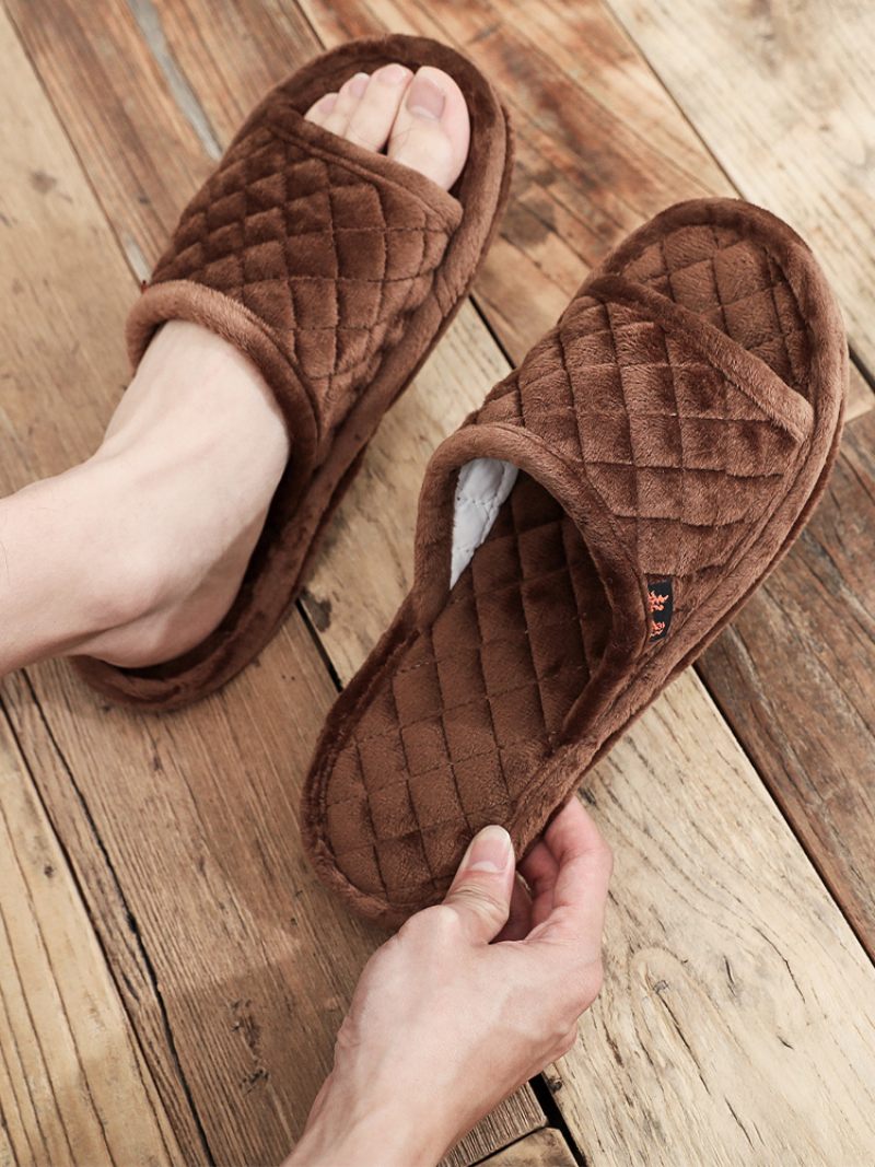 Nieuwe Pantoffels Met Kristallen Fluwelen Voor Mannen En Vrouwen In De Herfst En Winter Binnen Houten Vloertegels Zachte Bodem