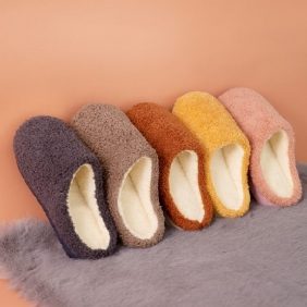 Pluche Katoenen Pantoffels Dameswinter Dikke Zolen Warme Indoor Antislip Huiswollen Paren Vloerslippers Voor Heren