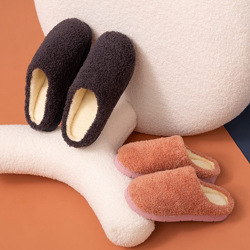 Pluche Katoenen Pantoffels Dameswinter Dikke Zolen Warme Indoor Antislip Huiswollen Paren Vloerslippers Voor Heren