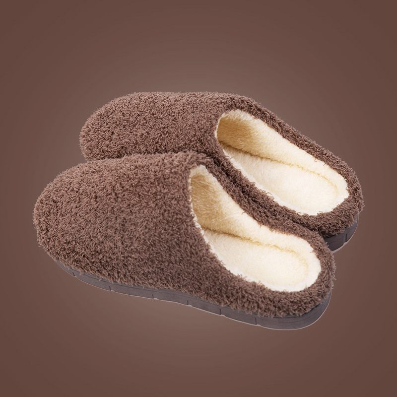 Pluche Katoenen Pantoffels Dameswinter Dikke Zolen Warme Indoor Antislip Huiswollen Paren Vloerslippers Voor Heren