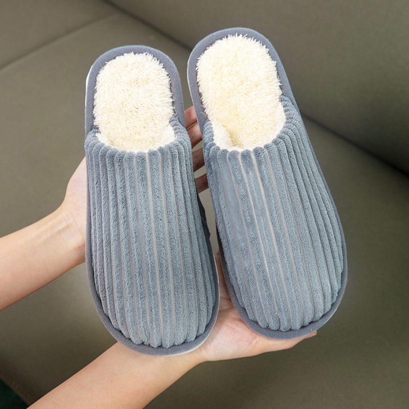 Pluche Katoenen Pantoffels Dameswinter Dikke Zolen Warme Indoor Antislip Huiswollen Paren Vloerslippers Voor Heren