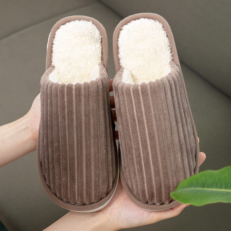 Pluche Katoenen Pantoffels Dameswinter Dikke Zolen Warme Indoor Antislip Huiswollen Paren Vloerslippers Voor Heren