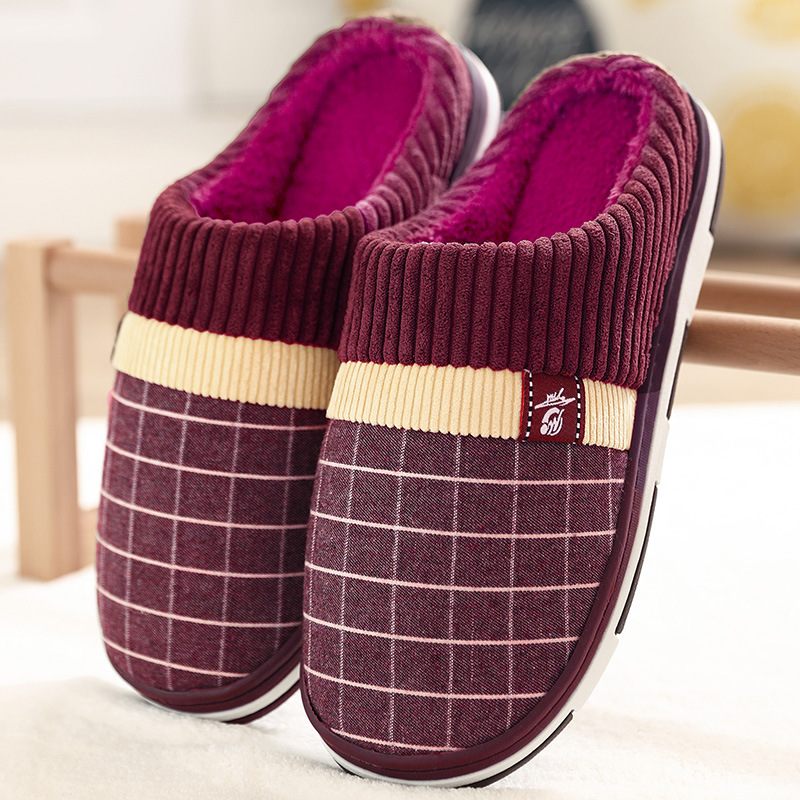 Pluche Katoenen Pantoffels Indoor Home Schoenen Winter Tpr Met Peesbodem