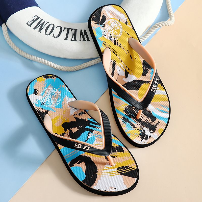 Slippers Heren 2024 Zomer Nieuwe Outdoor Antislip Strandslippers Bedrukte Mode-slippers