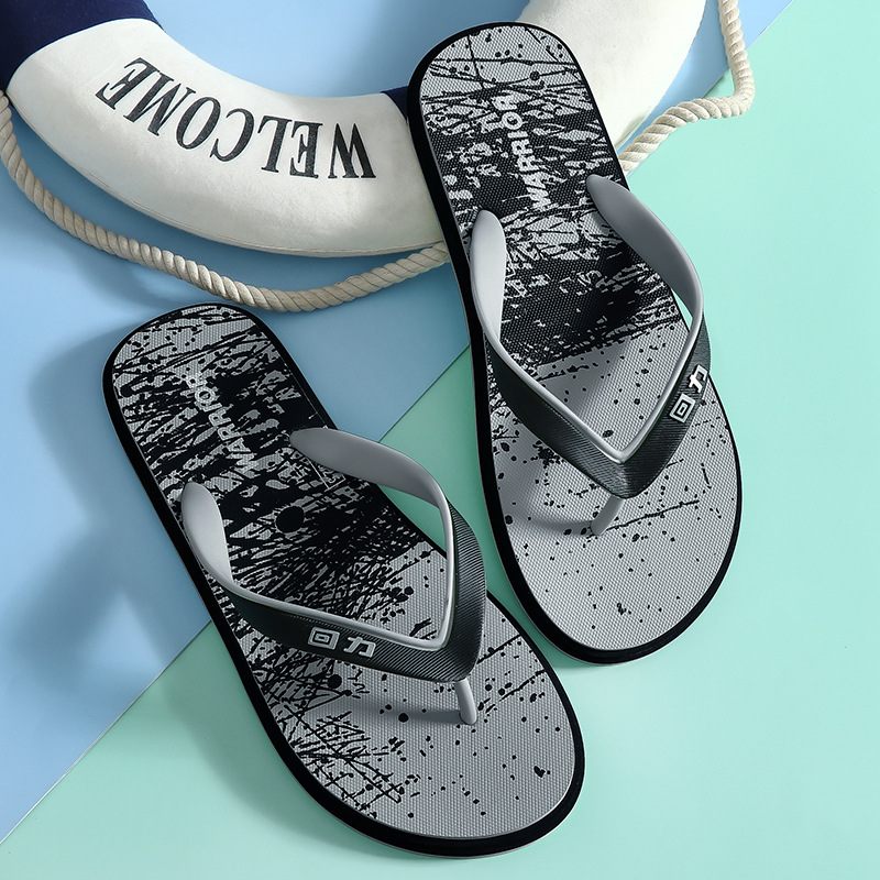 Slippers Heren 2024 Zomer Nieuwe Outdoor Antislip Strandslippers Bedrukte Mode-slippers