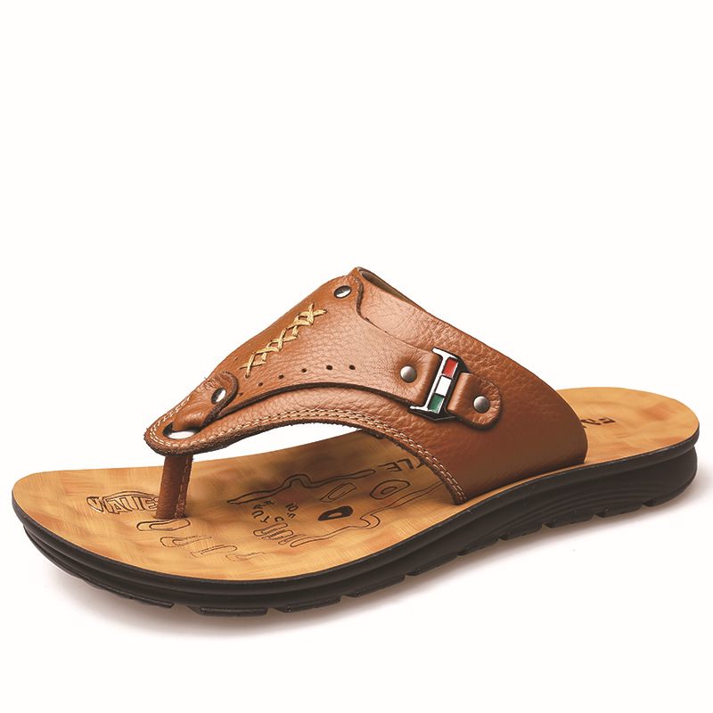 Zomer Nieuwe Herenschoenen Mode Heren Sandalen Antislip Strand Schoenen Open Teen Zachte Bodem Outdoor Lederen Flip-flops Mannen