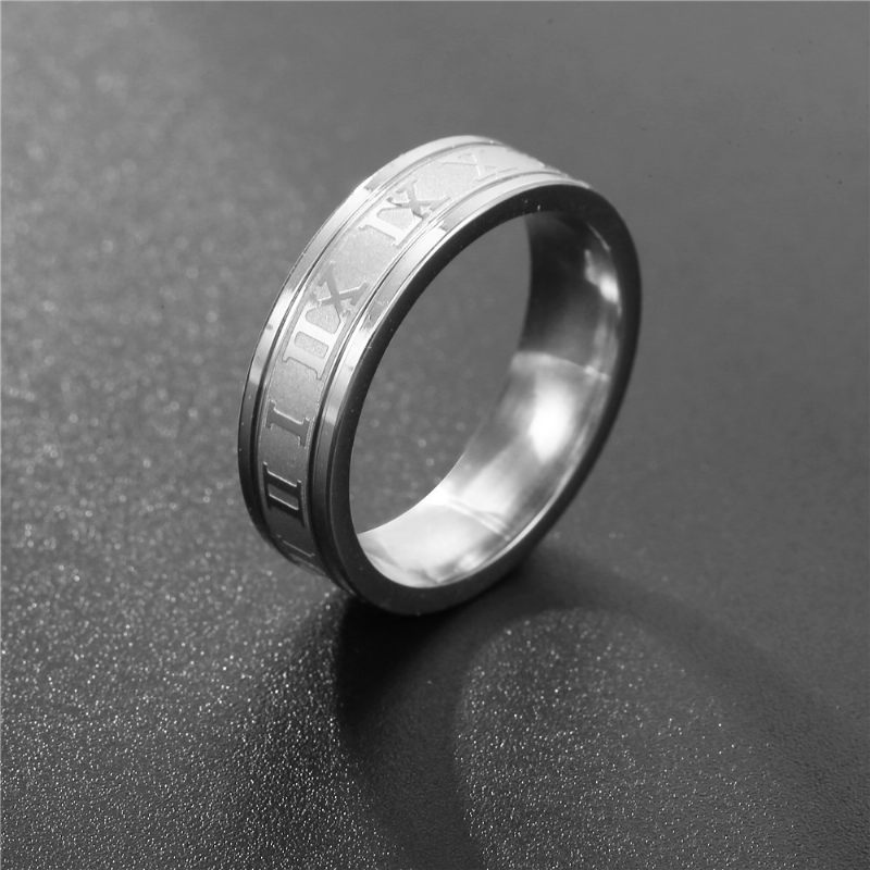 Hiphop Punk Titanium Stalen Ring Mannelijk Roestvrij Staal Romeinse Cijfer Paar