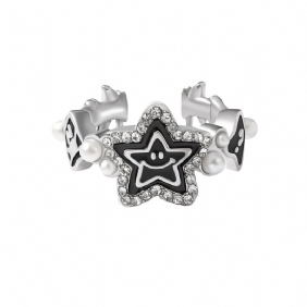 Pearl Lucky Star Ring Opening Verstelbaar Ontwerp Geavanceerde Mode Persoonlijkheid