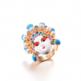 Peking Opera Mes Madan Facebook Ring Creatieve Persoonlijkheid Leuke Wijsvinger Kleine Sieraden