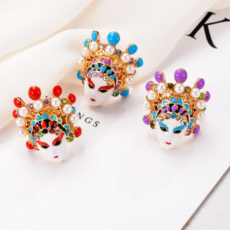 Peking Opera Mes Madan Facebook Ring Creatieve Persoonlijkheid Leuke Wijsvinger Kleine Sieraden