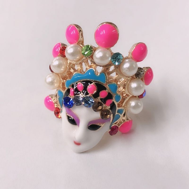 Peking Opera Mes Madan Facebook Ring Creatieve Persoonlijkheid Leuke Wijsvinger Kleine Sieraden