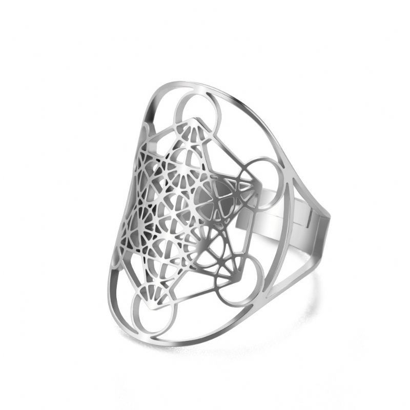 Persoonlijkheidstrend Single Product Titanium Stalen Sieraden Mode Holle Hexagram Ovale Roestvrijstalen Ring