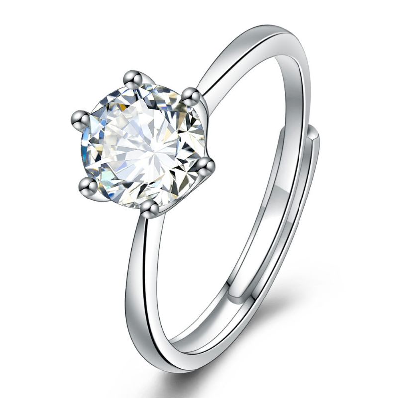 Ring Voorstel Paar Six-claw Diamond Ingelegd Moissanite Women's Open