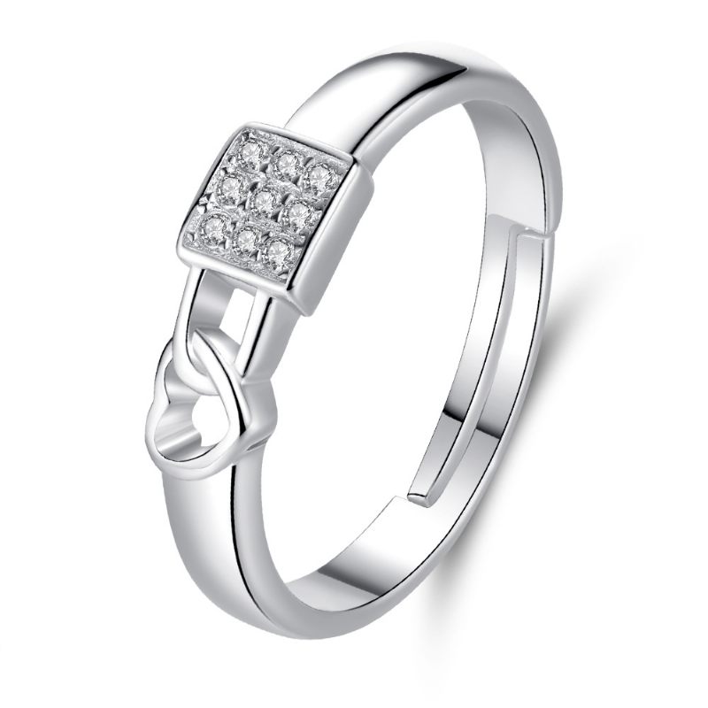 S925 Silver Lock Heart Couple Rings Een Paar Geliefden Mannen En Vrouwen Ring Verjaardagscadeau