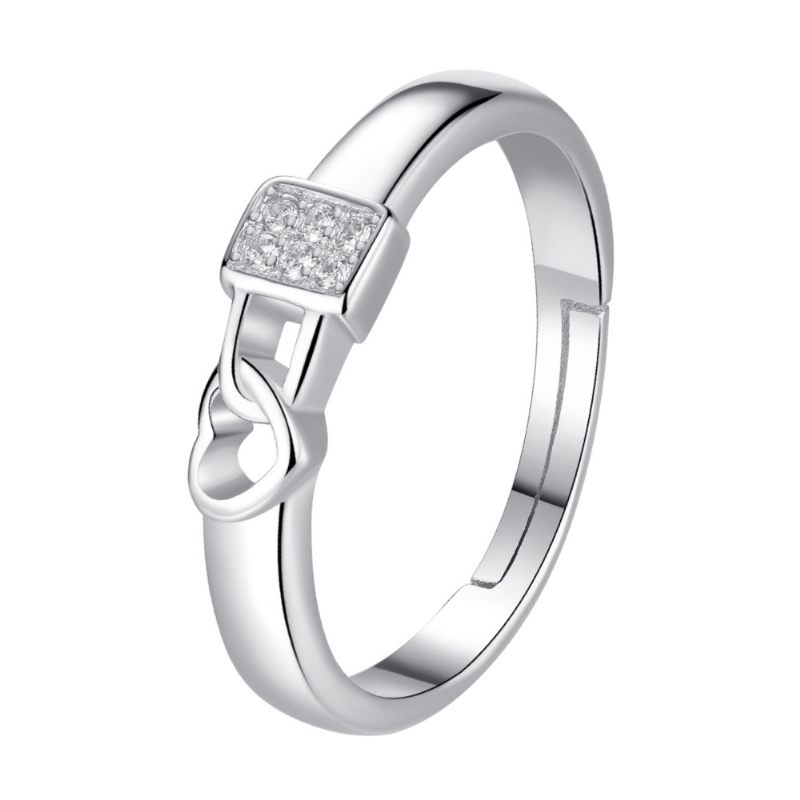 S925 Silver Lock Heart Couple Rings Een Paar Geliefden Mannen En Vrouwen Ring Verjaardagscadeau