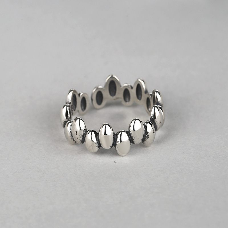 S925 Sterling Zilveren Onregelmatige Ovale Ring Vrouwelijke Retro Persoonlijkheid Geometrische Driedimensionale Wijsvingerring