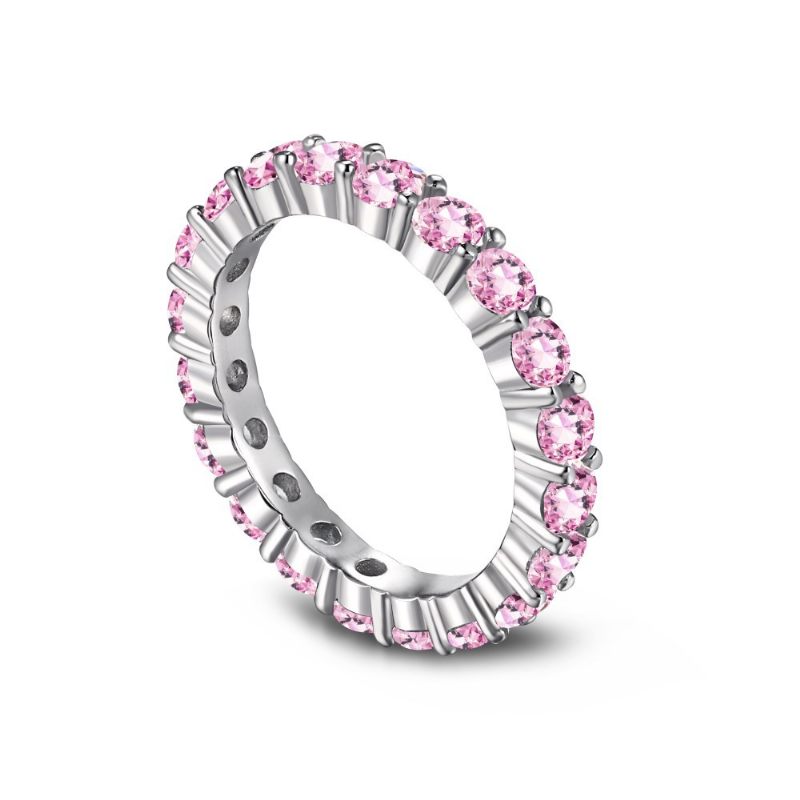 S925 Sterling Zilveren Ring Vrouwelijke Waterdruppel Mode Rij Diamanten Schattige Perzik Hart Temperament Vierkante Roze High Carbon