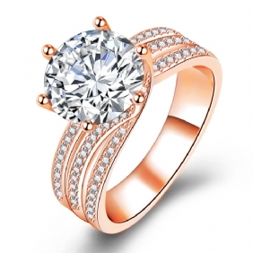 Volledige Diamanten Grote Losse Stenen Ring High-end Zirkoon Verlovingsring Twist Full Diamond Classic Six Prong