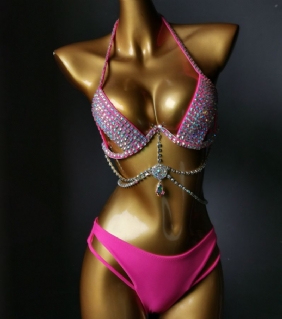 2024 Nieuwe Stalen Ondersteuning Harde Cup Bikini Diamant Badpak Kwastje Kleding Gefelst