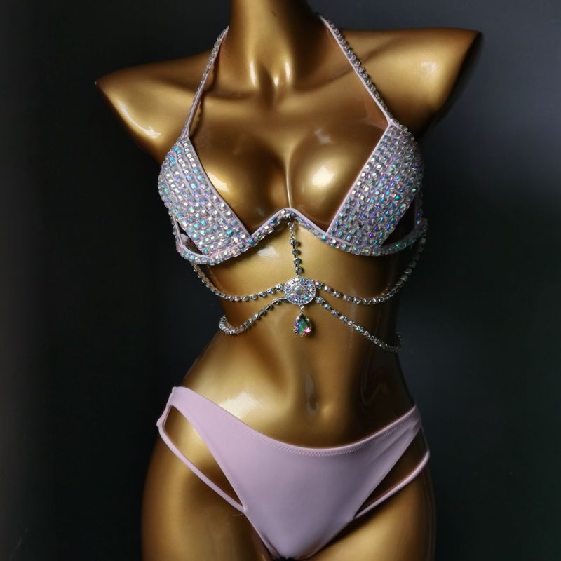 2024 Nieuwe Stalen Ondersteuning Harde Cup Bikini Diamant Badpak Kwastje Kleding Gefelst