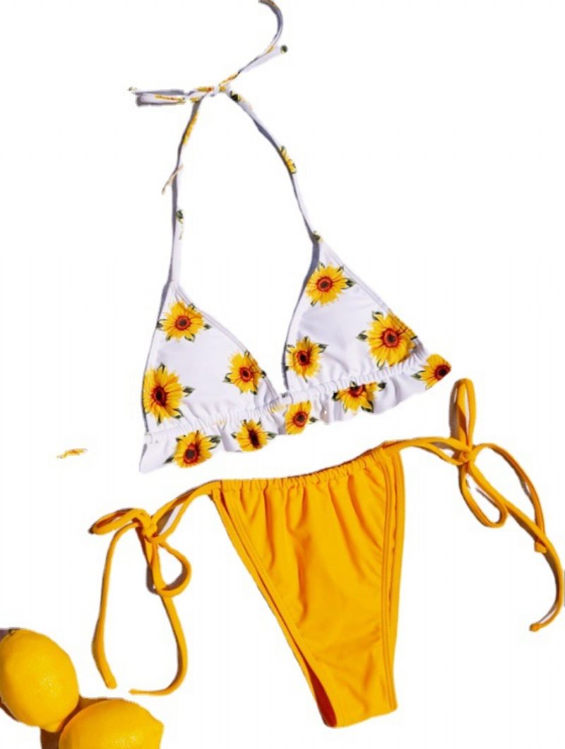 2024 Sexy Dames Tweedelig Badpak Lace Up Print Strandbikini