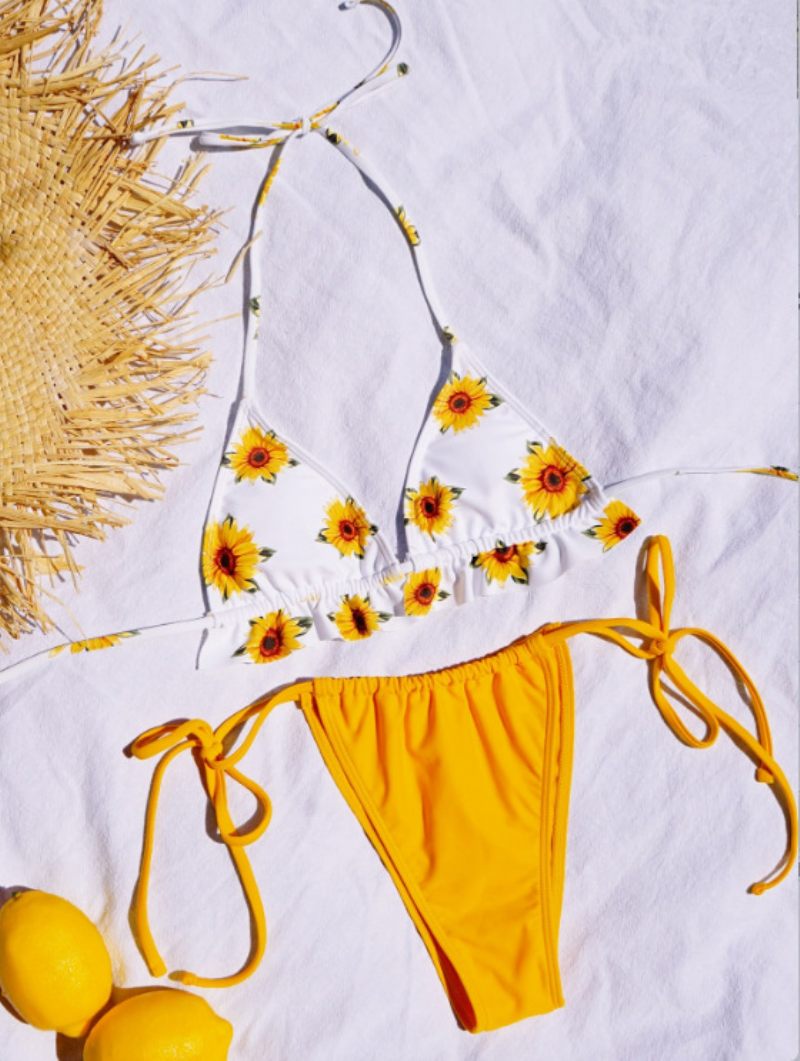 2024 Sexy Dames Tweedelig Badpak Lace Up Print Strandbikini