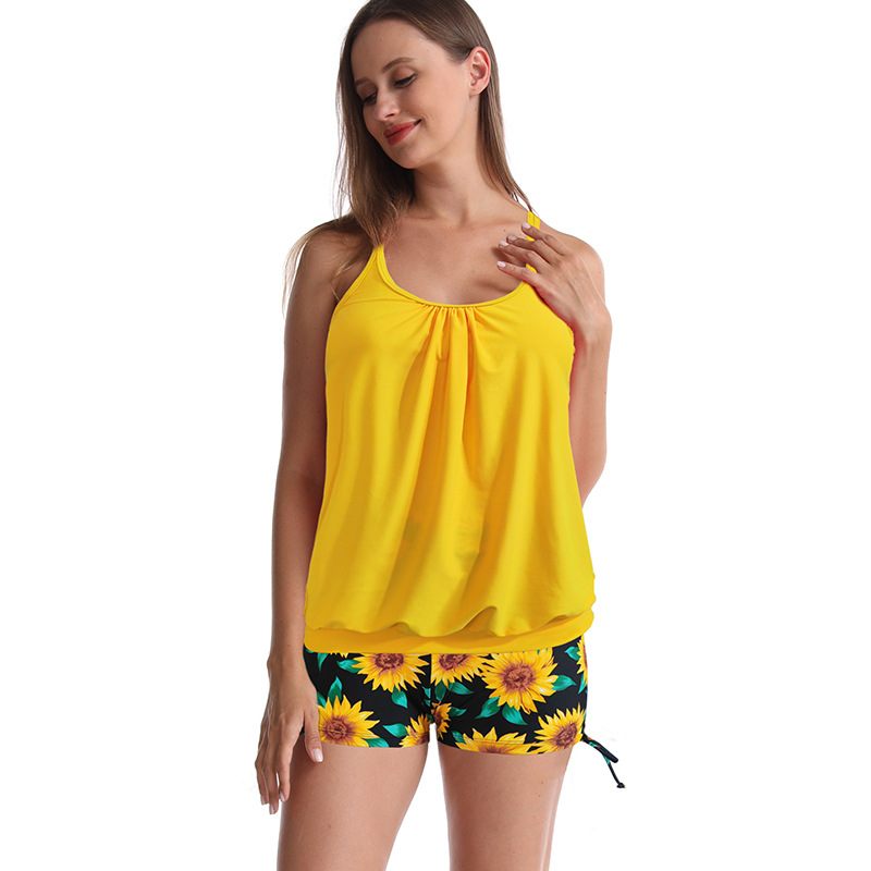 Nieuw Badpak Dames Bedrukt Tweedelig Split Boxer Tankini