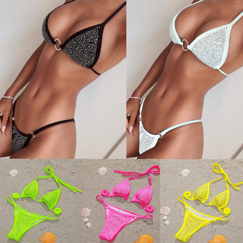 Nieuw Sexy Bikini Met Diamanten Ingelegd Damesbadpak Met Split