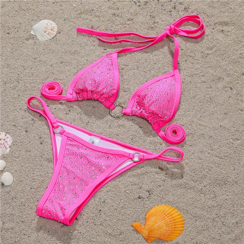 Nieuw Sexy Bikini Met Diamanten Ingelegd Damesbadpak Met Split