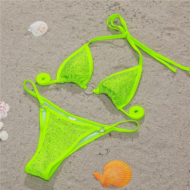 Nieuw Sexy Bikini Met Diamanten Ingelegd Damesbadpak Met Split