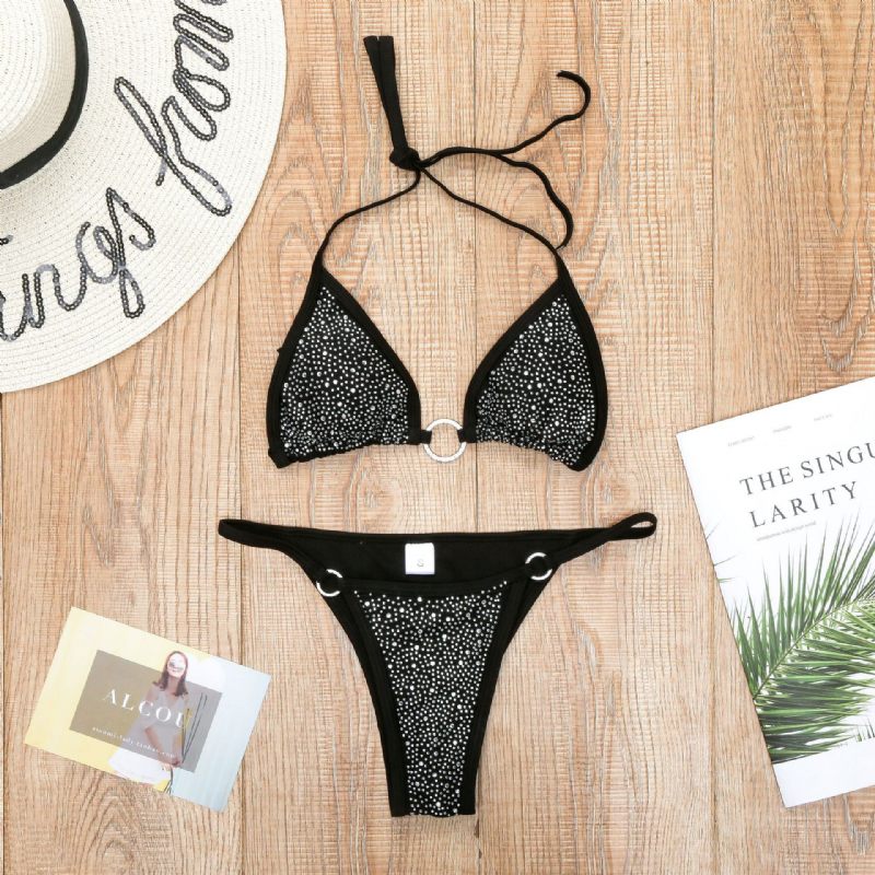 Nieuw Sexy Bikini Met Diamanten Ingelegd Damesbadpak Met Split