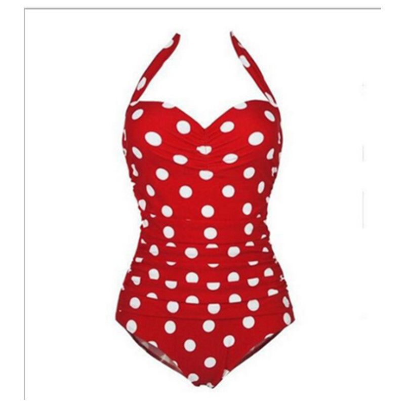 Nieuw Sexy Retro Polka Dot Badpak Uit Één Stuk Multicolor Plus Size