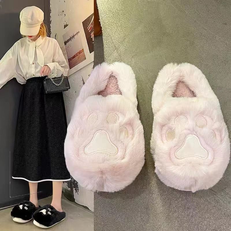 2024 Nieuwe Leuke Kleine Voeten Katoenen Slippers Dames Winter Sweet Student Living Antislip Baotou