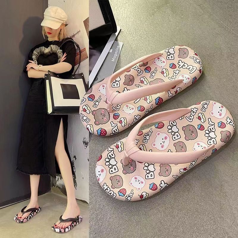 2024 Zomer Nieuwe Dames Slippers Huis Platte Casual Cartoon Sandalen Schoenen