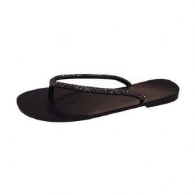 2024 Zomer Nieuwe Mode Strass Slippers Platte Teenslippers Schoenen Grote Maat Sandalen Vrouwen