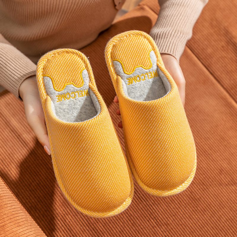 Baotou Katoenen Pantoffels Heren En Dames Indoor Warme Antislip Ademende Zweetabsorberende Huispaar Herfst- En Winterslippers