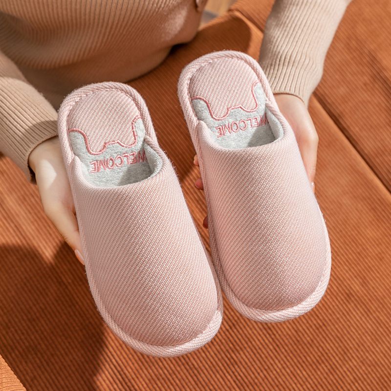 Baotou Katoenen Pantoffels Heren En Dames Indoor Warme Antislip Ademende Zweetabsorberende Huispaar Herfst- En Winterslippers