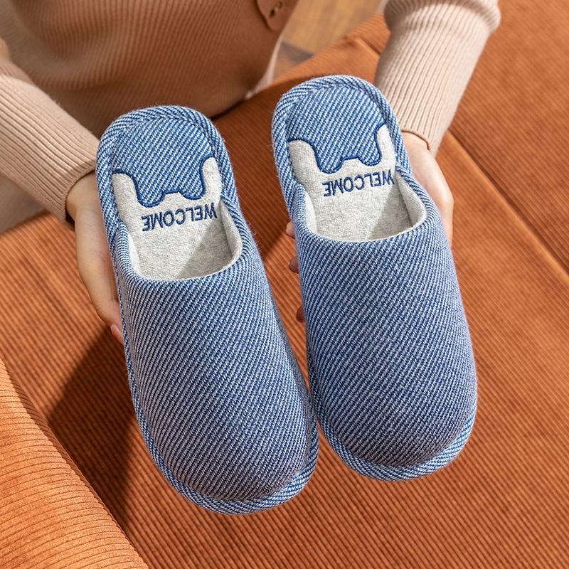 Baotou Katoenen Pantoffels Heren En Dames Indoor Warme Antislip Ademende Zweetabsorberende Huispaar Herfst- En Winterslippers