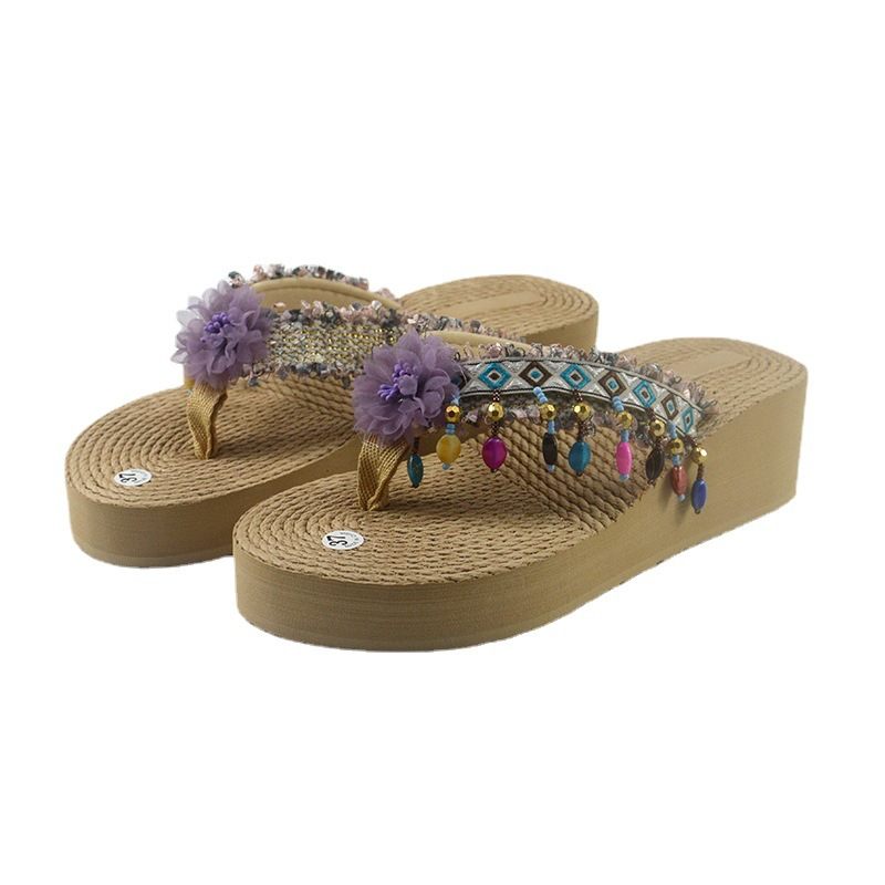 Bloemen Teenslippers Mode Met Dikke Zolen Pantoffels Uitgaan In Nieuwe Zomerstijl Voor Dames Strandsandalen