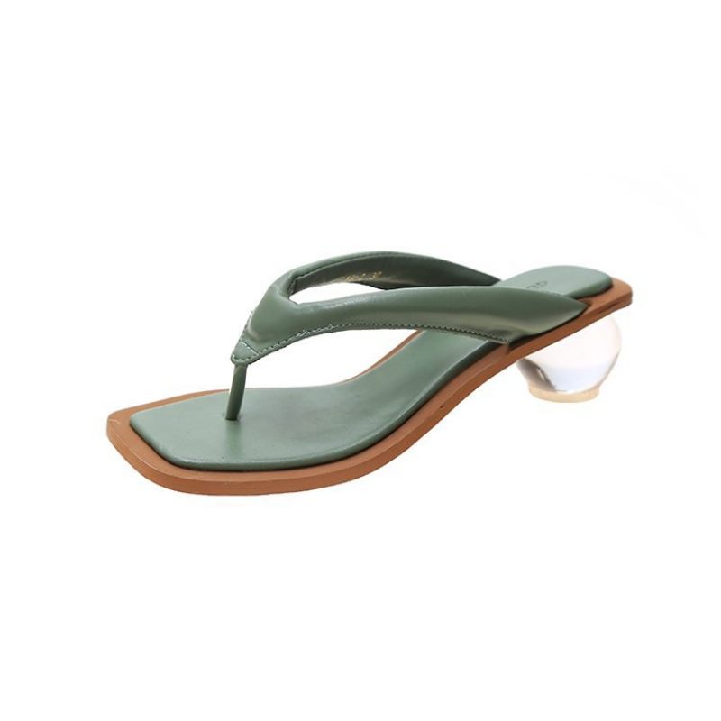 Flip-flops Dames Zomer Nieuwe Mid-heel High-heel Flip-flop Sandalen Pantoffels Met Strandschoenen