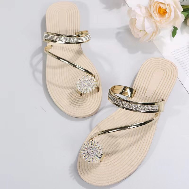 Grote Maat Sandalen Slippers Dames 22 Zomer Nieuwe Strandsandalen Strass Platte