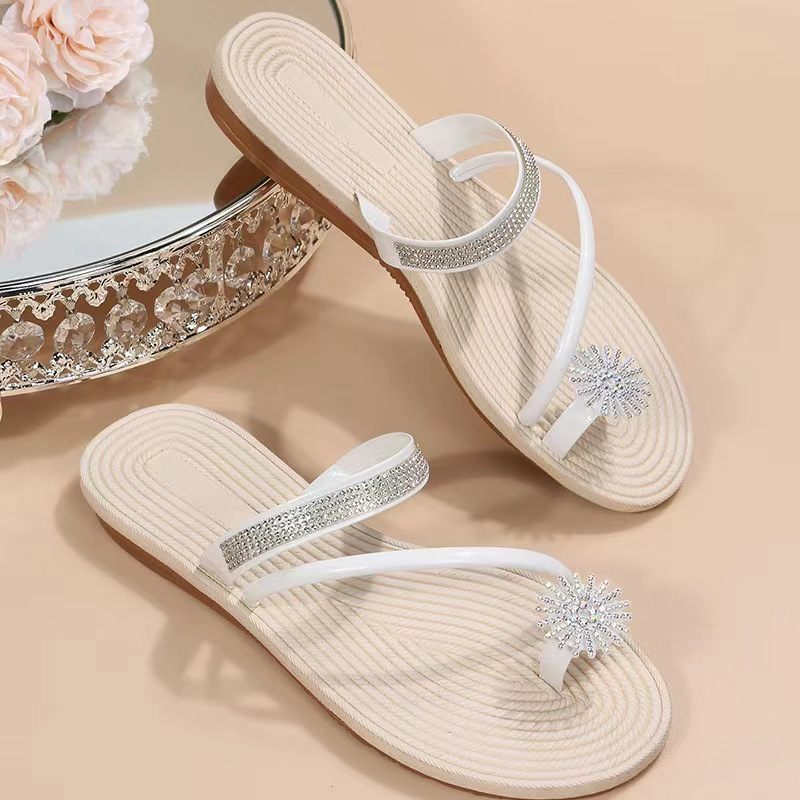 Grote Maat Sandalen Slippers Dames 22 Zomer Nieuwe Strandsandalen Strass Platte