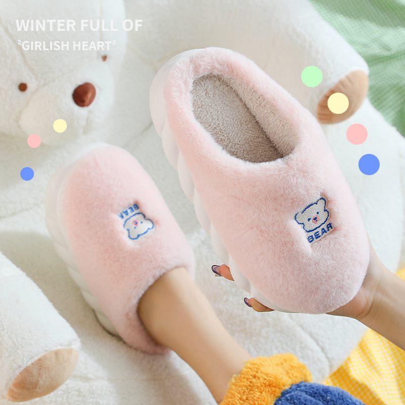 Katoenen Pantoffels Dames Winter Schattige Binnenhuisinrichting Dikke Bodem Pluche Antislip