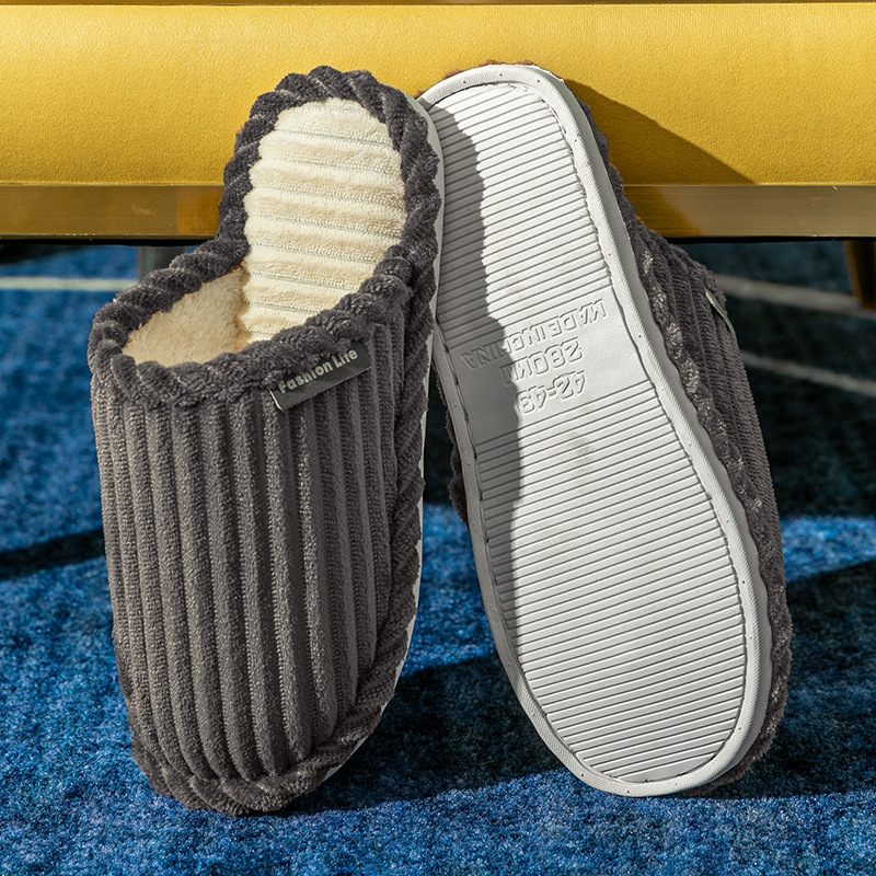 Klassieke Corduroy Katoenen Pantoffels Dames Indoor Vloerpantoffels Heren Antislip Warme Wollen Schoenen Voor Zwangere Vrouwen