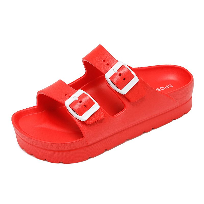 Nieuwe Eva Dikke Bodem Casual Slippers Sandalen Schoenen Dubbele Gesp Lichtgewicht Antislip Strandschoenen Dames