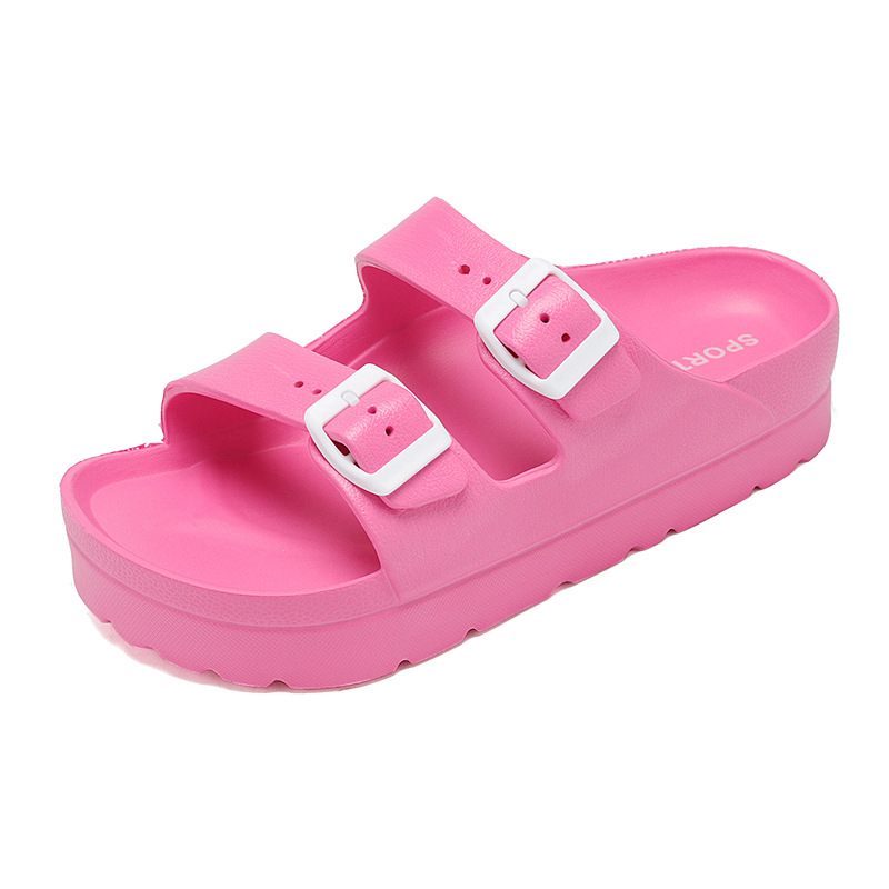 Nieuwe Eva Dikke Bodem Casual Slippers Sandalen Schoenen Dubbele Gesp Lichtgewicht Antislip Strandschoenen Dames