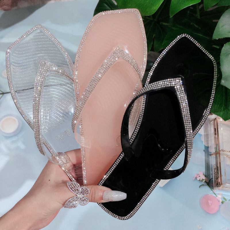 Nieuwe Grote Maten Damesschoenen Slippers Schoenen Strass Jelly Sandalen Dames