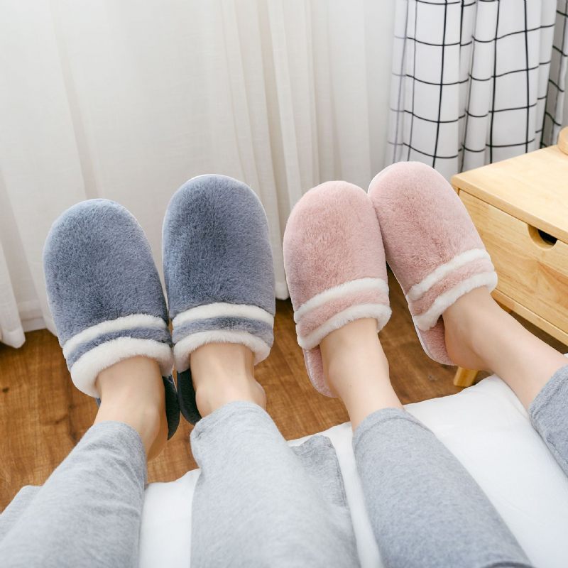 Nieuwe Paar Katoenen Slippers Vrouwen Winter Thuis Indoor Antislip Warme Pluche Dikke Bodem Mannen